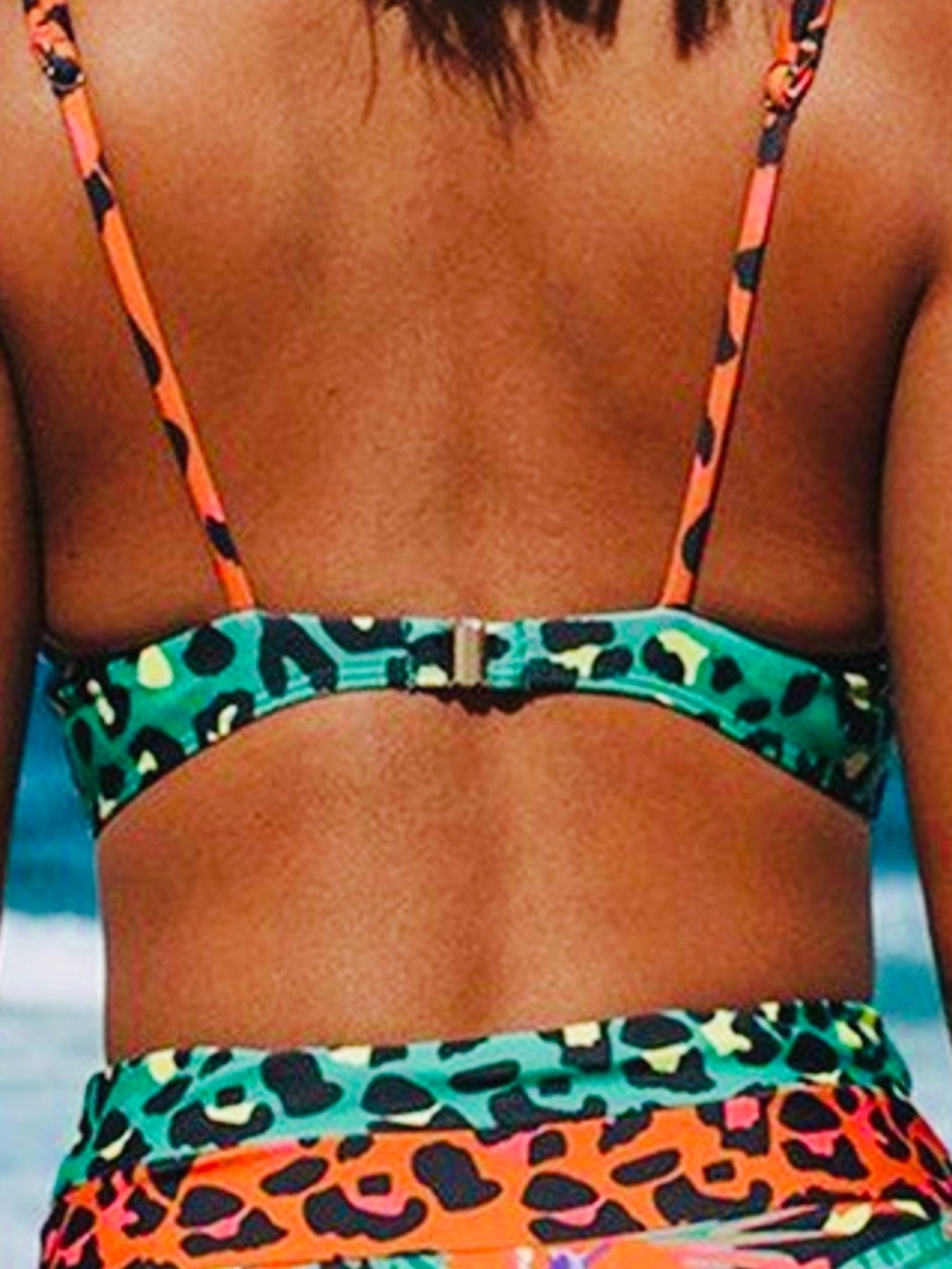 Women’s Floral & Leopard Print High-Waisted Swimsuit 2 Piece - Picture 2 of 5